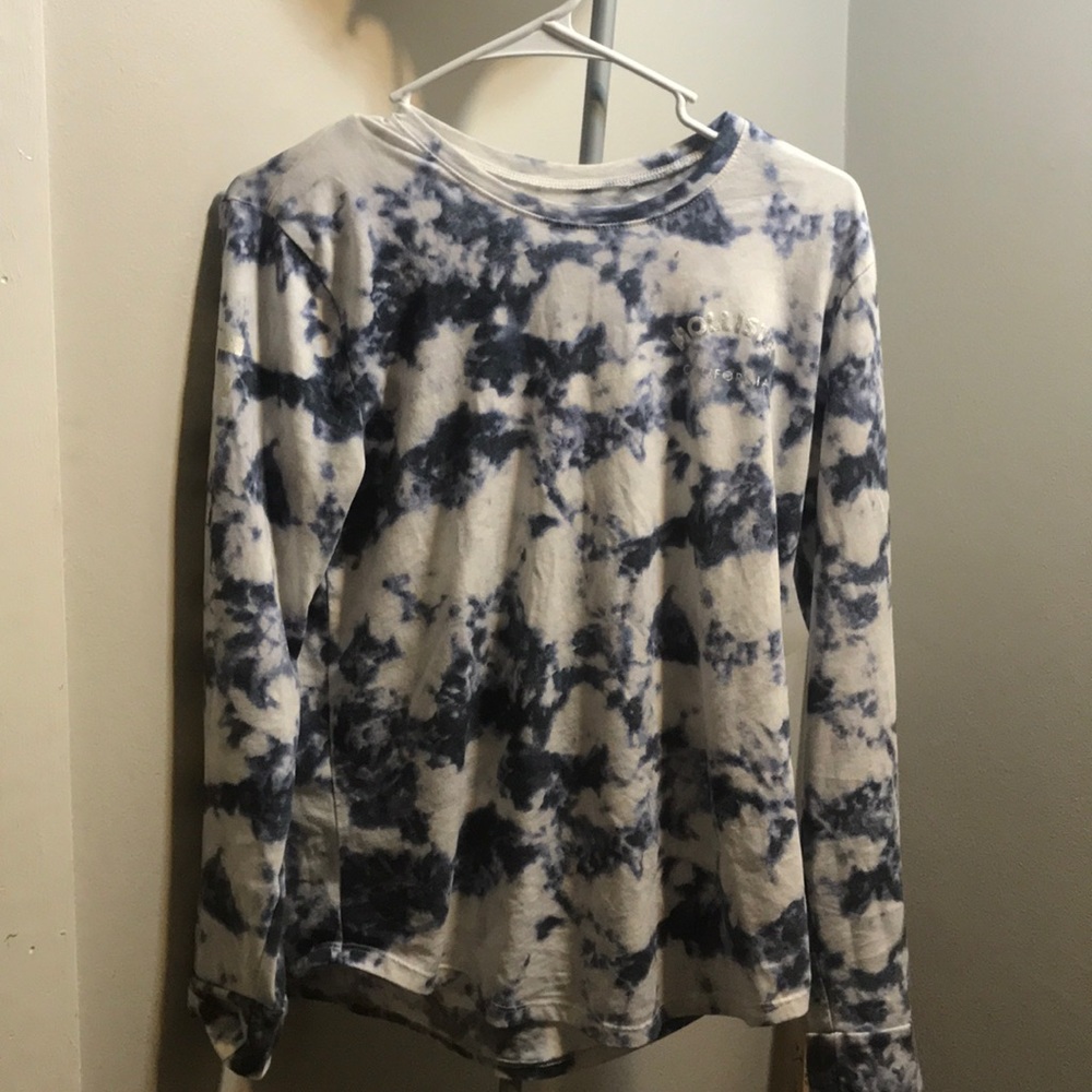 blue tie dye long sleeve hollister top